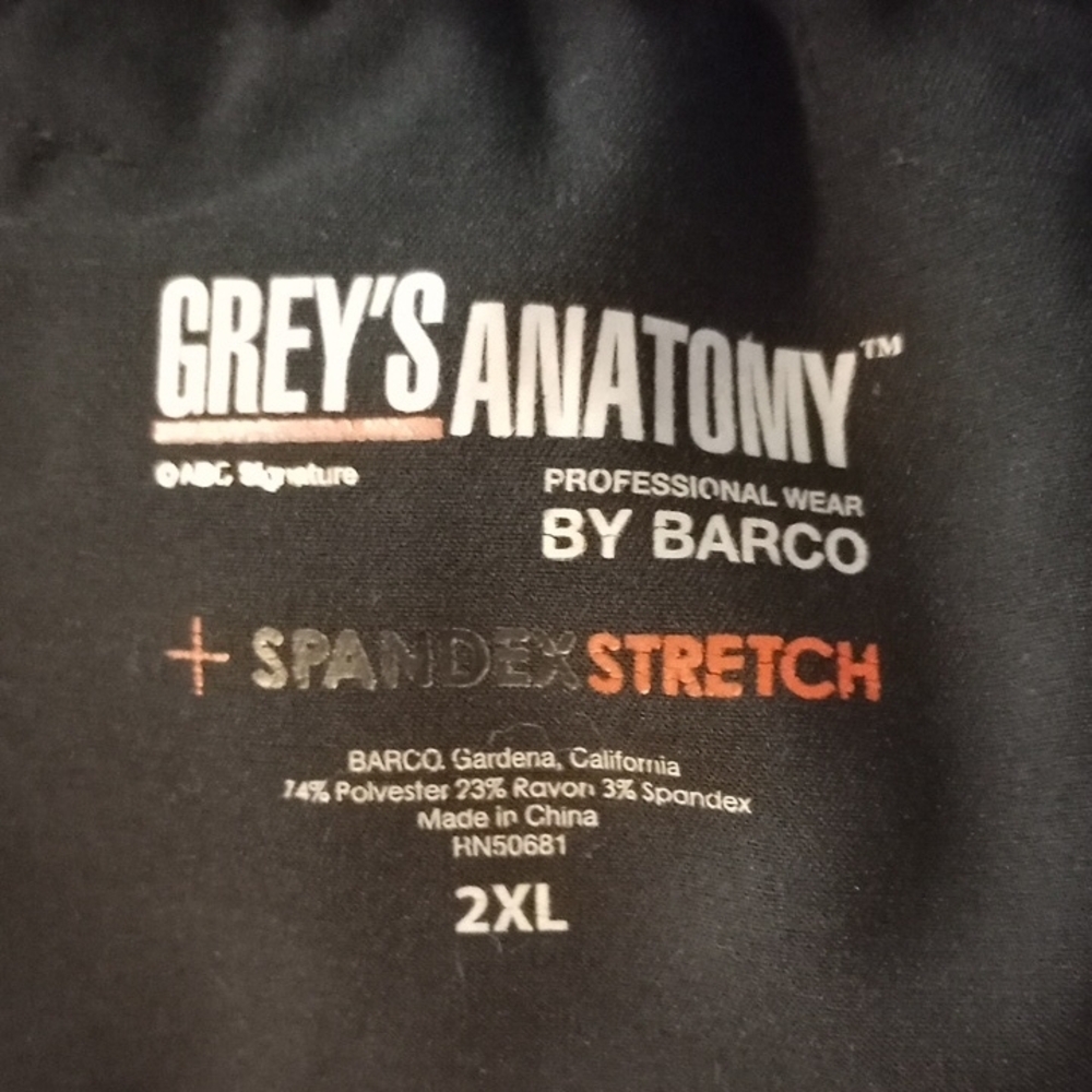 Grey's Anatomy Black Scrub Top 2XL